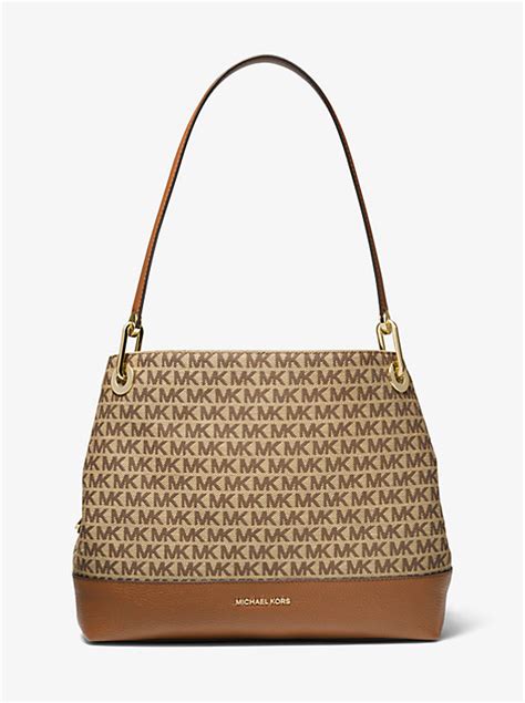 michael kors large raven bag|Raven Large Logo Jacquard Shoulder Bag .